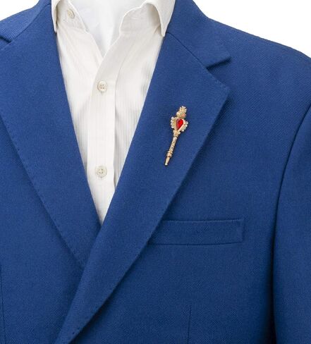 Knighthood Golden Key with Red Stone and Swarovski Detailing Lapel Pin Brooch in Saudi Arabia