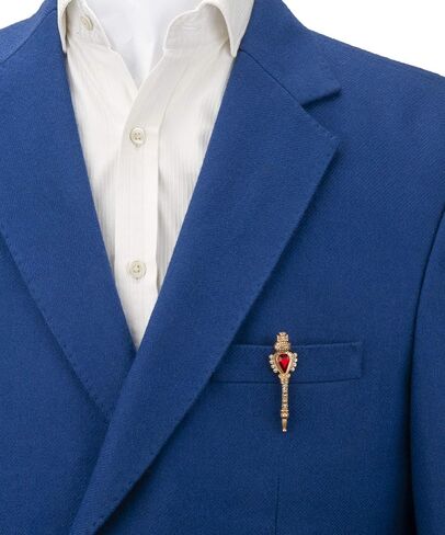 Knighthood Golden Key with Red Stone and Swarovski Detailing Lapel Pin Brooch in Saudi Arabia