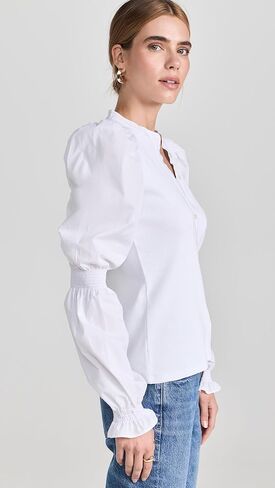 قميص Veronica Beard Jean النسائي Effy، أبيض، XS in Kuwait