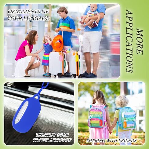 Sanwuta 24 Pieces Kids Luggage Tags Silicone Bag Tags for Backpacks Kids Backpack Tags with Name/ID/Address Card Suitcase Tags Identifiers Name Tags for Luggage in Saudi Arabia