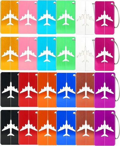 24 Pcs Metal Luggage Tags Bulk Luggage Tags Travel Tag with Strings Aluminium Suitcase Labels for Travel Luggage Baggage Identifier 12 Colors in Kuwait
