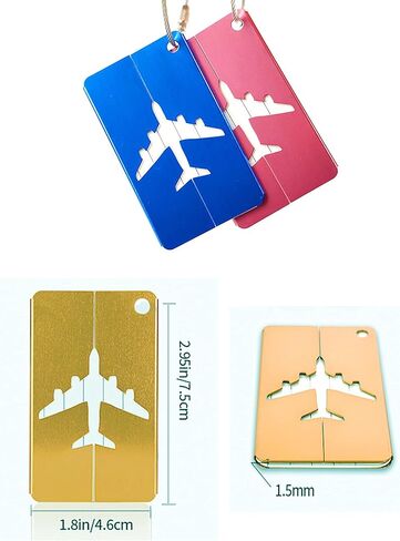 24 Pcs Metal Luggage Tags Bulk Luggage Tags Travel Tag with Strings Aluminium Suitcase Labels for Travel Luggage Baggage Identifier 12 Colors in Kuwait