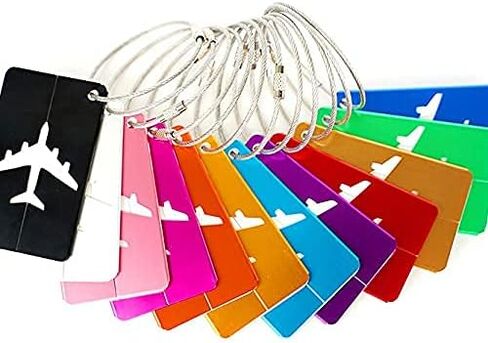 24 Pcs Metal Luggage Tags Bulk Luggage Tags Travel Tag with Strings Aluminium Suitcase Labels for Travel Luggage Baggage Identifier 12 Colors in Kuwait
