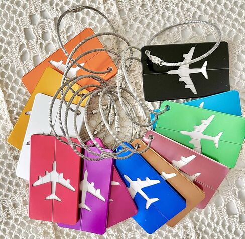 24 Pcs Metal Luggage Tags Bulk Luggage Tags Travel Tag with Strings Aluminium Suitcase Labels for Travel Luggage Baggage Identifier 12 Colors in Kuwait