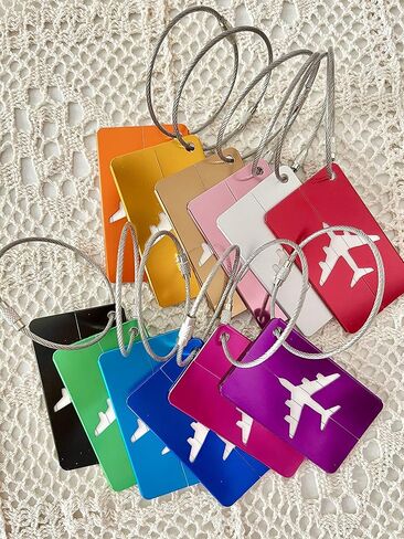 24 Pcs Metal Luggage Tags Bulk Luggage Tags Travel Tag with Strings Aluminium Suitcase Labels for Travel Luggage Baggage Identifier 12 Colors in Kuwait