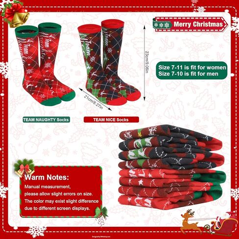أودي_6 تي اكس دي زوجان من جوارب هدايا الكريسماس، جوارب مرحة ومبتكرة لفريق شقي او لطيف، جوارب عيد الميلاد للنساء، جوارب قطنية ملونة للعطلات للفتيات المراهقات، هدايا الكريسماس in Kuwait