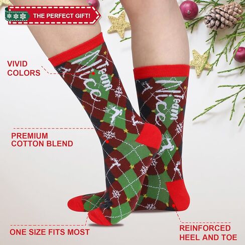 أودي_6 تي اكس دي زوجان من جوارب هدايا الكريسماس، جوارب مرحة ومبتكرة لفريق شقي او لطيف، جوارب عيد الميلاد للنساء، جوارب قطنية ملونة للعطلات للفتيات المراهقات، هدايا الكريسماس in Kuwait