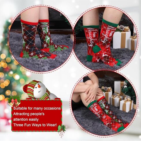 أودي_6 تي اكس دي زوجان من جوارب هدايا الكريسماس، جوارب مرحة ومبتكرة لفريق شقي او لطيف، جوارب عيد الميلاد للنساء، جوارب قطنية ملونة للعطلات للفتيات المراهقات، هدايا الكريسماس in Kuwait