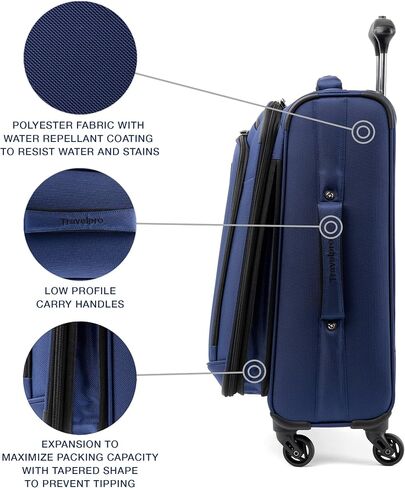 مجموعة أمتعة Travelpro Runway مكونة من قطعتين، حقيبة حمل ناعمة قابلة للتوسيع ذات 4 عجلات وحقيبة حمل ناعمة تحت المقعد، للرجال والنساء، أزرق in Kuwait