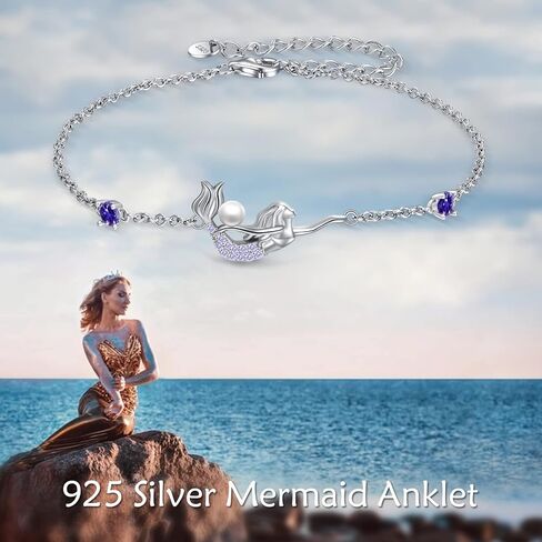 YAFEINI Ankle Bracelets for Women Sterling Silver Mermaid Turtle Ladybug Moon Star Pineapple Anklet Link Chain Anklets Jewelry Gifts for Girls in Kuwait