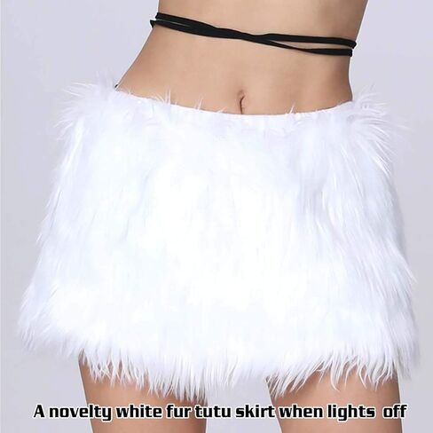 Women's LED Skirt Light Up Plush Fur Skirts for Christmas Halloween Festival Dance in Kuwait