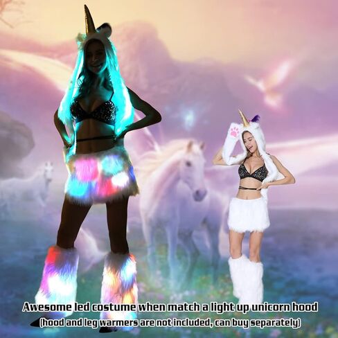 Women's LED Skirt Light Up Plush Fur Skirts for Christmas Halloween Festival Dance in Kuwait