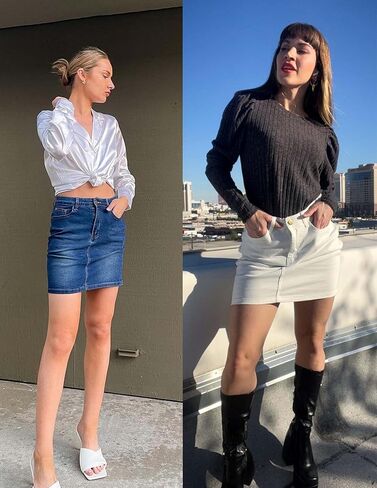 تنورة جينز قصيرة قصيرة بخصر عالٍ للسيدات من Chigant (L-5XL) in Kuwait