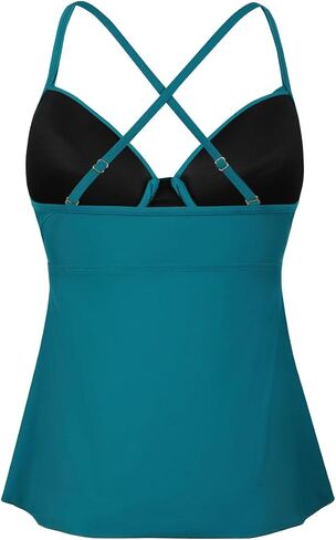 ملابس سباحة نسائية من Hilor ملابس سباحة Underwire Tankini علوية ملفوفة برقبة على شكل حرف V لملابس سباحة كبيرة متوهجة ومتدفقة لباس سباحة علوي in Kuwait