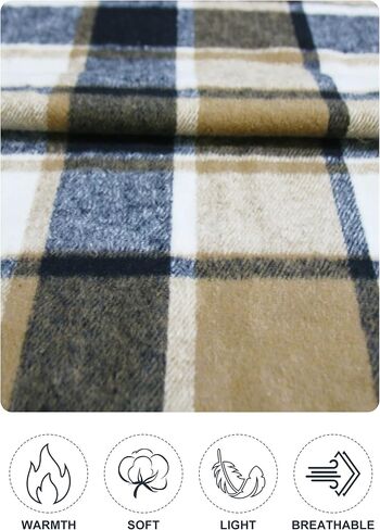 JULGIRL Women's Plaid Shacket Jacket Lapel Collar Button Down Long Sleeve Tartan Trench Coat Jacket in Kuwait