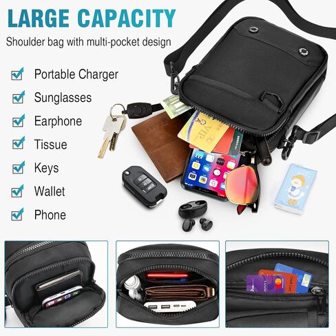 TEUEN Waterproof Nylon Crossbody Bag for Men Small Lightweight Side Shoulder Bag Adjustable Sling Messenger Bag Satchel in Kuwait