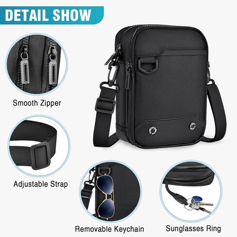 TEUEN Waterproof Nylon Crossbody Bag for Men Small Lightweight Side Shoulder Bag Adjustable Sling Messenger Bag Satchel in Kuwait