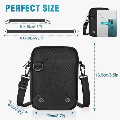 TEUEN Waterproof Nylon Crossbody Bag for Men Small Lightweight Side Shoulder Bag Adjustable Sling Messenger Bag Satchel in Kuwait