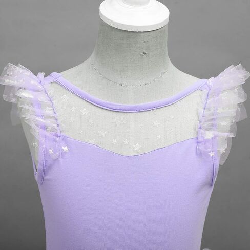IDOPIP Girls Glitter Star Tutu Skirted Leotard Sequin Ruffle Sleeve Ballet Dance Dress Ballerina Dancewear Gymnastics Costume in Saudi Arabia
