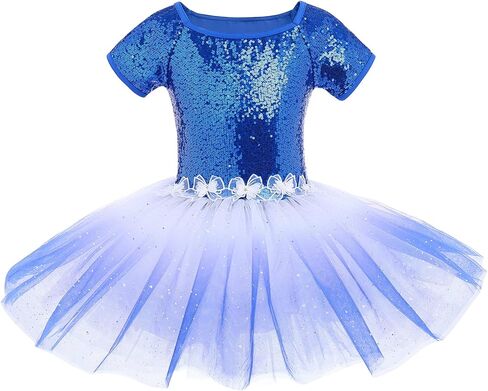 AFAVOM طفل رضيع الفتيات الترتر فستان رقص الباليه بريق زهرة توتو متجنب يوتار راقصة الباليه Dancewear الجمباز زي in Kuwait