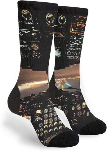 Airplans Pilot And Physics Men's Unisex Novelty Crew Socks Funny Crazy Dress Socks, أسود, One Size in Kuwait
