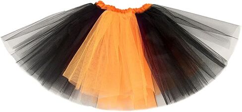 تنورة توتو للسيدات من Victray تنورة توتو من التول وتنورة رقص الباليه وتنورة قصيرة من طبقات توتو للحفلات والمهرجانات (برتقالي وأسود) in Kuwait