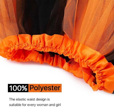 تنورة توتو للسيدات من Victray تنورة توتو من التول وتنورة رقص الباليه وتنورة قصيرة من طبقات توتو للحفلات والمهرجانات (برتقالي وأسود) in Kuwait