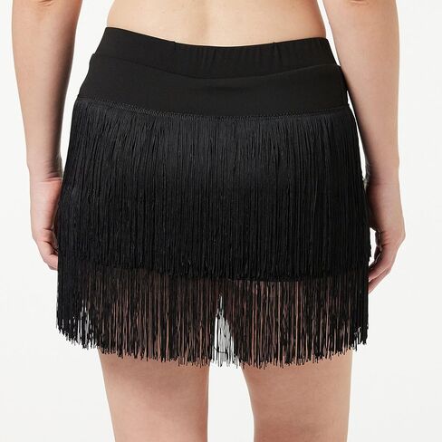 تنانير رقص ZX هامشية للنساء في قاعة الرقص اللاتينية السالسا التانغو تنورة الهالوين تنورة قصيرة فستان رقص مع شورت in Kuwait