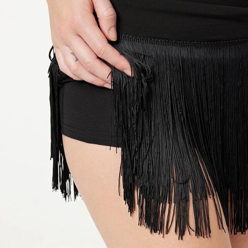 تنانير رقص ZX هامشية للنساء في قاعة الرقص اللاتينية السالسا التانغو تنورة الهالوين تنورة قصيرة فستان رقص مع شورت in Kuwait