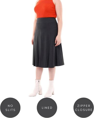 G-Line Women's Eight Gore Midi Skirt Elegant Modest Boho A-Line Below The Knee Panel Skirt for Women Petite to Plus Size 0-26 in Saudi Arabia