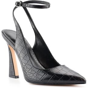 Reoplty Women's Slingback Pumps Shoes Pointy Closed Toe High Heels Flared Heel Dress Shoes