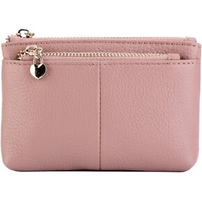 محفظة ZOOEASS للنساء من الجلد الطبيعي بسحاب صغير للعملات المعدنية مع حلقة مفاتيح وسحاب ثلاثي لحمل البطاقات in Kuwait