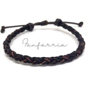 سوار من الجلد البني المضفر من Fanfarria Key West - مصنوع يدويًا بنسبة 100%، وحزام قابل للتعديل in Kuwait