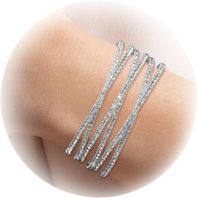 سوار الكفة من حجر الراين متعدد الطبقات من Your Always Charm للنساء ذو ​​طبقات فضية من الكريستال الملتف سوار مجوهرات زفاف متألق لحفلات التخرج وحفلات الزفاف