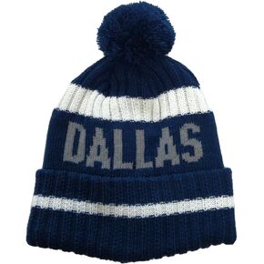 aoenbork City Beanie Knit Hat with Pom Winter Cuffed Cap Sport Fans Gift