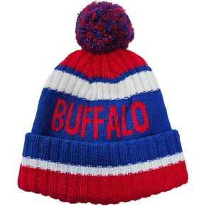 aoenbork City Beanie Knit Hat with Pom Winter Cuffed Cap Sport Fans Gift