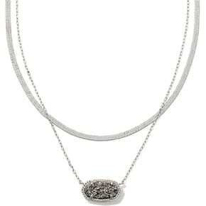Kendra Scott Elisa Herringbone Multistrand Necklace Silver Platinum Drusy One Size in Kuwait