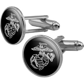 مجموعة أزرار أكمام مستديرة مرخصة رسميًا من Marines USMC White on Black Eagle Globe in Saudi Arabia