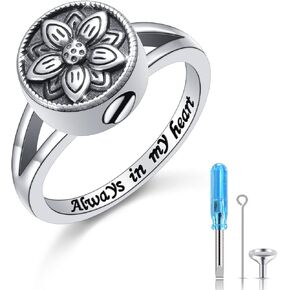 خاتم من الفضة الاسترليني عيار 925 بتصميم زهرة اللوتس للرماد محفور عليه عبارة «Always in My Heart» تذكاري للنساء والرجال، من الفضة الاسترليني بدون احجار كريمة, فضة استرلينية, بدون الأحجار الكريمة in Kuwait