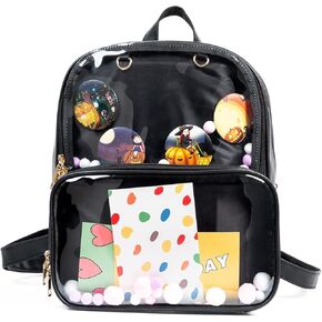 محفظة حقيبة ظهر Ita، حقيبة كتف شفافة لطيفة وحقيبة سفر Kawaii Daypack لعرض الدبابيس