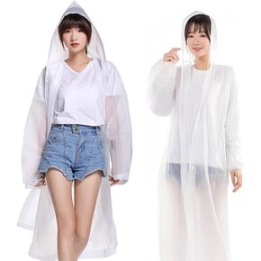 SXYY Raincoats for Adults Women and Men [2 Pack] Reusable Ponchos Clear Long Rain Jacket Traveling Rain Coat, White in Saudi Arabia