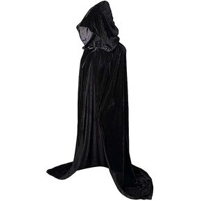 عباءة بغطاء للرأس مخملية للبالغين من الجنسين من Nenrte أزياء الهالوين للعب الأدوار (أسود) in Kuwait