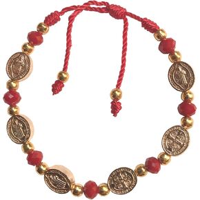 Protection Red Saint Benedict Bracelet with Medals Adjustable Pulsera de San Benito in Saudi Arabia