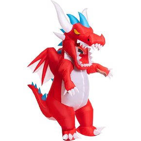 Spooktacular Creations Inflatable Costumes for Adult, Dragon Skeleton Air Blow Up Costumes, Full Body Dinosaur Costume with 3D Horn Wing for Halloween Costume Parties in Kuwait