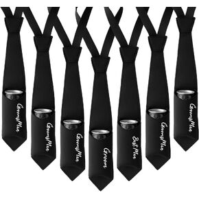 PartyGifts&beyond Groomsmen Proposal Gifts 7 PCS Funny Bottle & Can Holder Tie Necktie for Bachelor Party