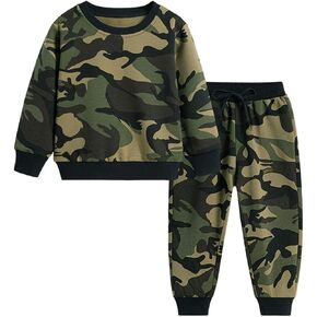 Mud Kingdom Little Boys Pants Set Long Sleeve Cute Cartoon Dinosaur Prints