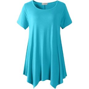 LARACE Short Sleeve Shirts for Womens Plus Size Tops Casual Summer Clothes Asymmetrical Tunic Blouses