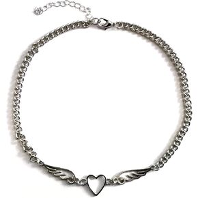 MGGFBLEY 2000s-Style Fashion Jewelry Individuality and Independence Style Jewelry Butterfly Sull Igirl Heart Feather Chains Necklace in Kuwait