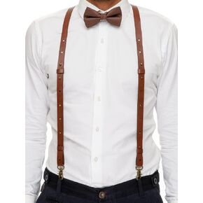 EASY BIRD Full-Grain Handmade Leather Suspenders for Men and Women Y Back Design Adjustable Brown Suspenders with Hooks Gift for Men in Saudi Arabia