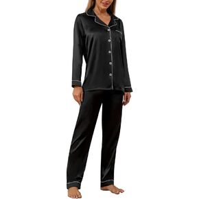 YIMANIE Womens Pajamas Silk Satin Pajama Sets for Women Soft Button Down Womens Loungewear Set with Pockets in Kuwait